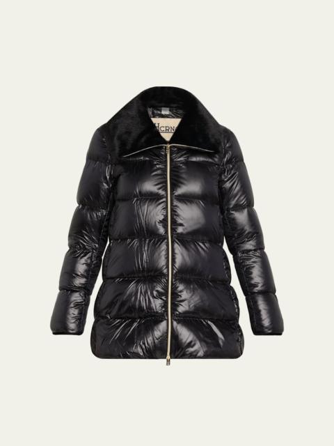 Ultralight Nylon Down Jacket with Alternative Fur