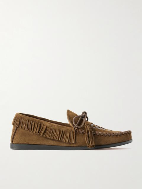 Fitza Tasseled Fringed Leather-trimmed Suede Loafers