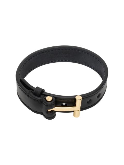 Black T Leather Bracelet