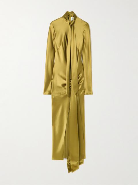 Emilie Tie-detailed Satin Gown