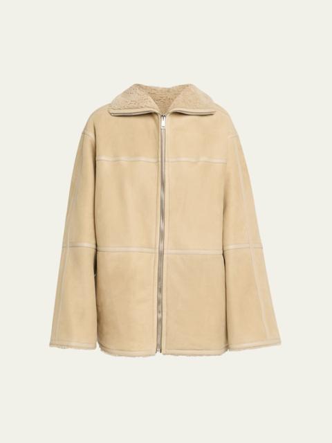 Short Suede Merino Lambskin Coat