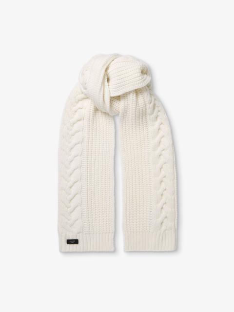 Yukiko Cable
Latte Cable Knit Scarf with Leather Logo Tag