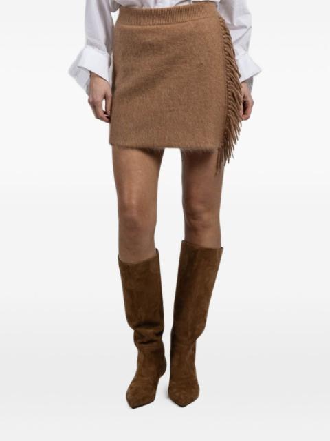 fringe-detail knitted skirt