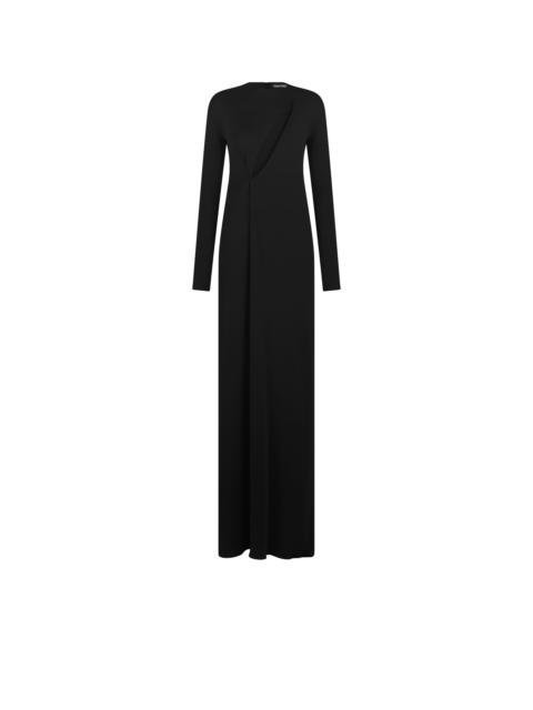 LONG SLEEVE SLASH FRONT EVENING DRESS
