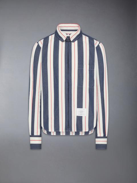 STRIPE SEERSUCKER ZIP UP SHIRT