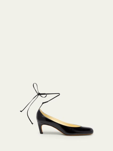 Uma Leather Ankle-Tie Pumps