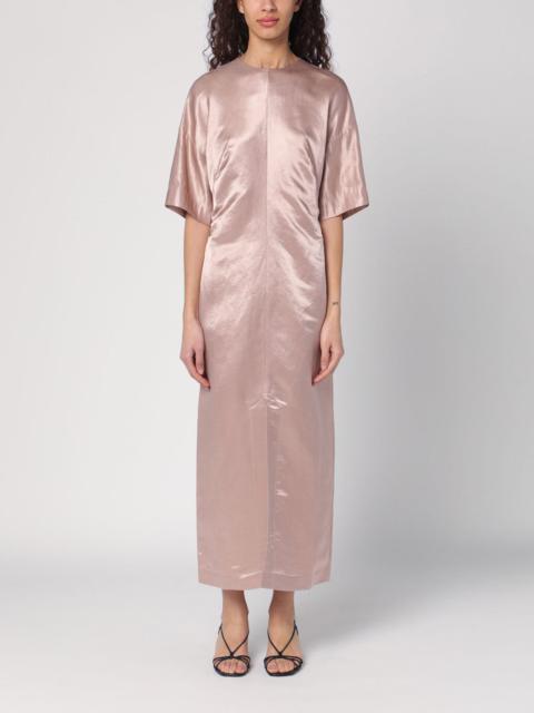 Long antique pink dress in linen and silk