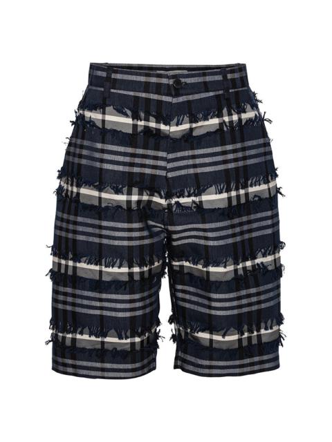 FAST SHORTS - NAVY BLACK FRINGE CHECKS