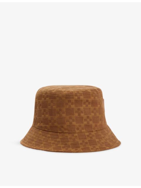 Square-Motif Denim Bucket Hat
