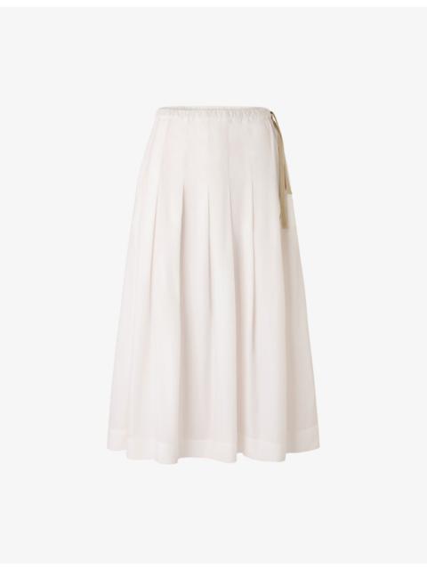Amalia Pleated Cotton Midi Skirt