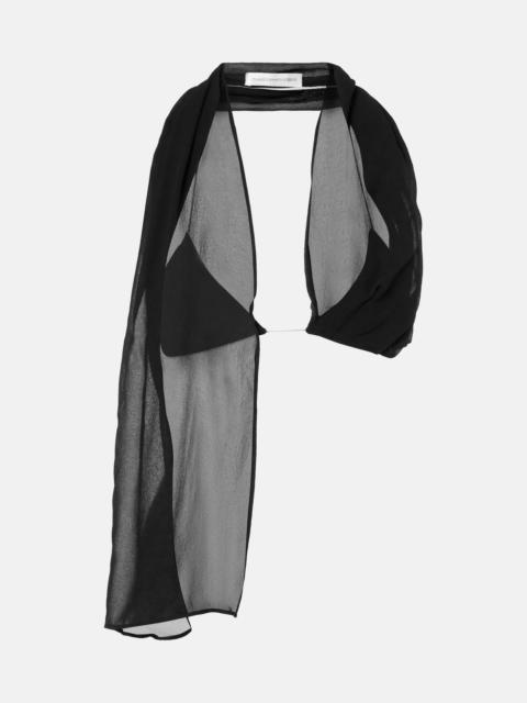 Open-back silk georgette top