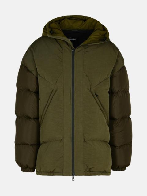 GREEN COTTON BLEND DOWN JACKET