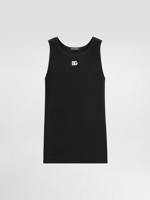 Cotton tank top with embroidery