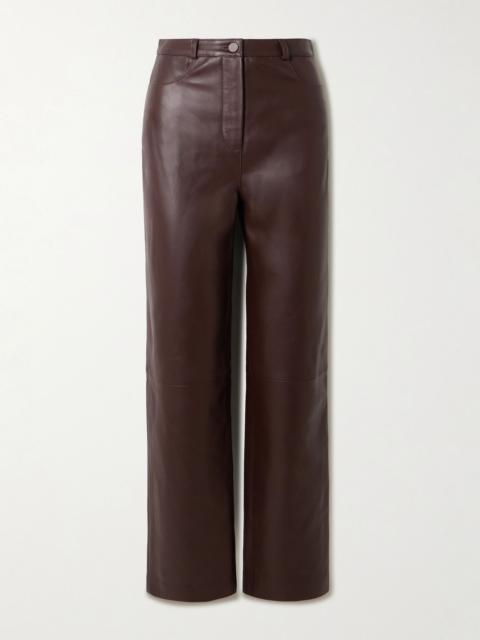 Cobe paneled leather straight-leg pants Brown
