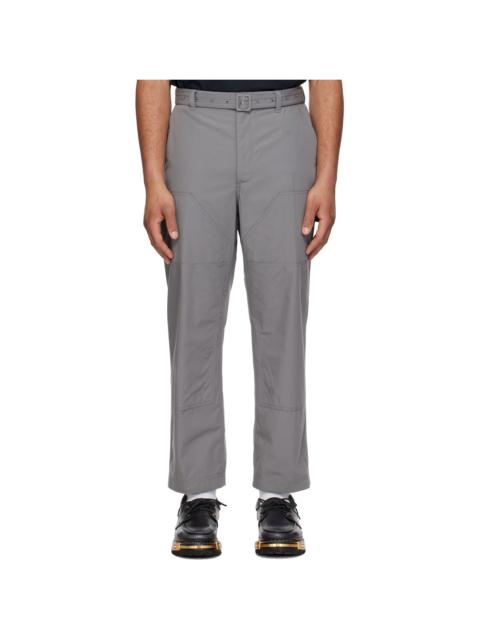 Gray Cotton Suiting Carpenter Trousers