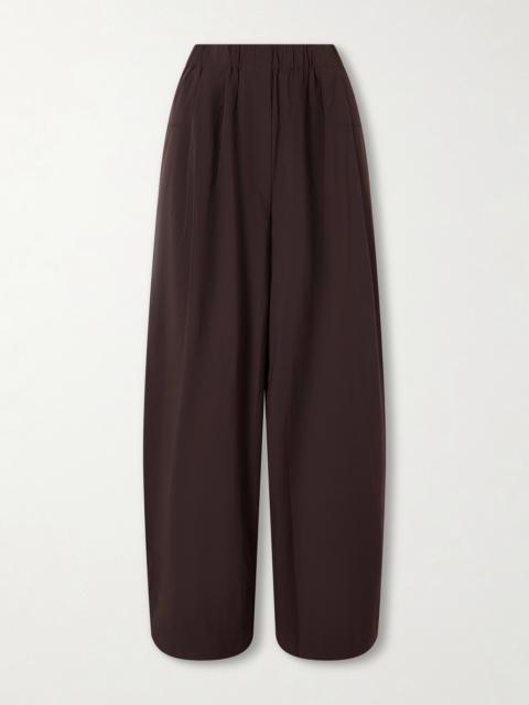 Pleated Cotton-blend Poplin Wide-leg Pants