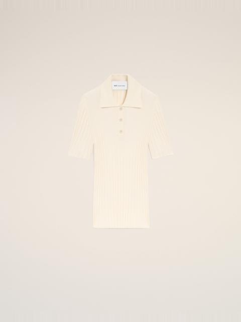WHITE KNIT SHORT SLEEVES POLO
