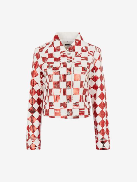 Fchess mylar print fitted denim jacket