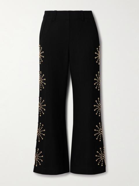 Charlie Casino Studded Wool-twill Flared Pants