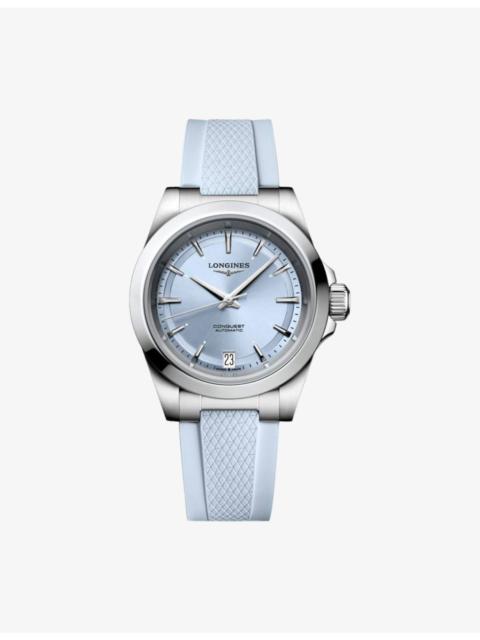 L3.430.4.92.9 Conquest Stainless-Steel Rubber Strap 34mm Automatic Watch