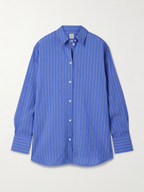 Pinstriped poplin shirt Cobalt blue