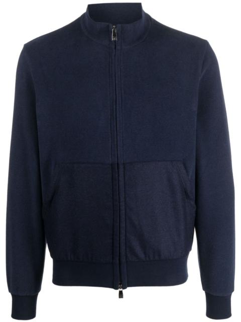 mock-neck zip-up sweatshirt