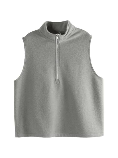 zip-fastening sleeveless vest