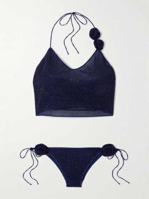 Lumière Rose Appliquéd Metallic Bikini