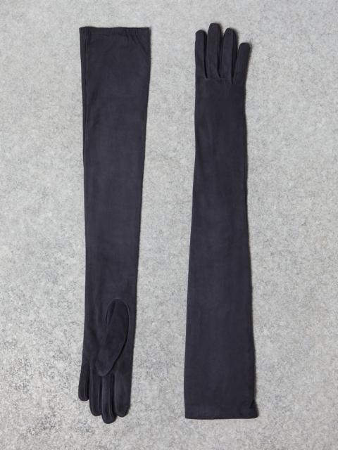 Suede long gloves