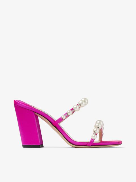Amara 85
Fuchsia Satin Mules with Pearl Embellishment