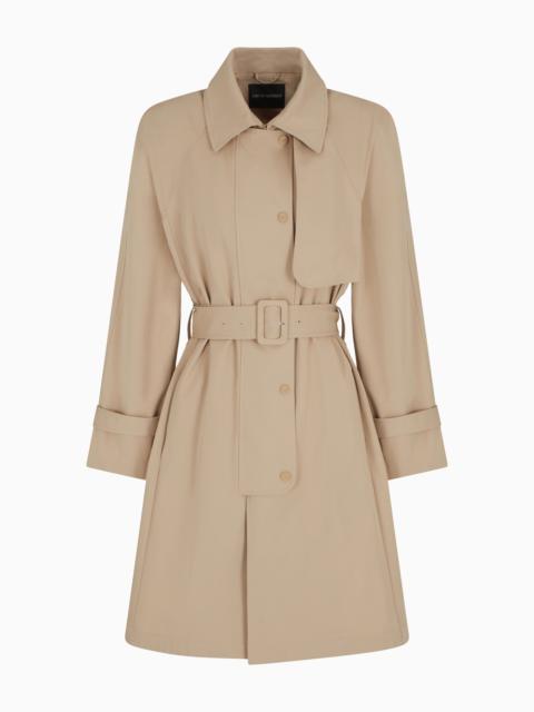 TRENCH COAT WITH BELT IN WATER-REPELLENT TECHNICAL COTTON