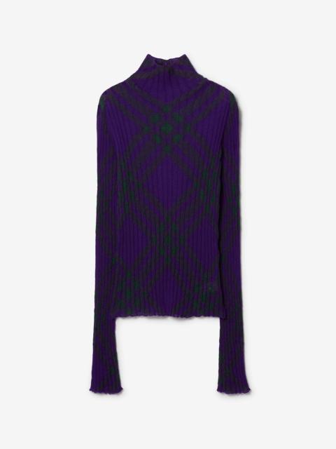 Check Mohair Blend Turtleneck Sweater