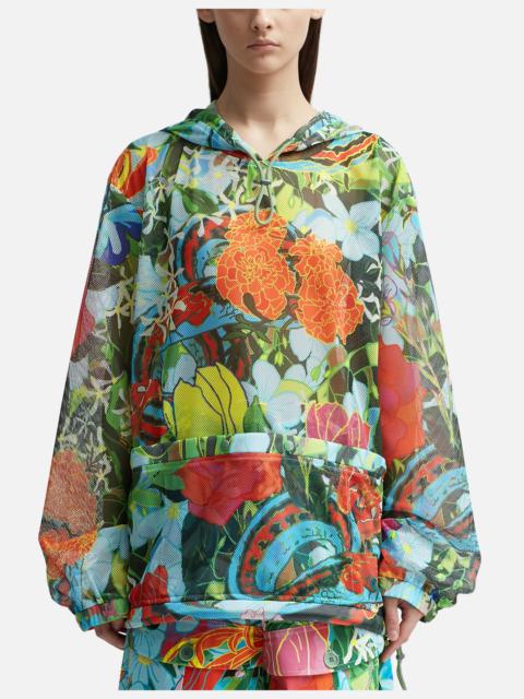 CAMO PRINT MESH PULLOVER HOODIE