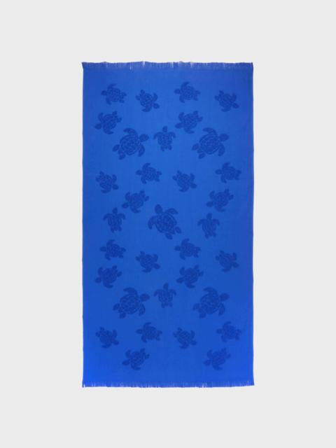 Beach Fouta in Organic Cotton Turtles Jacquard