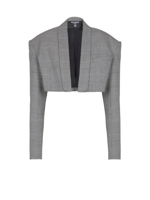 Cropped jacket in Prince of Wales jacquard