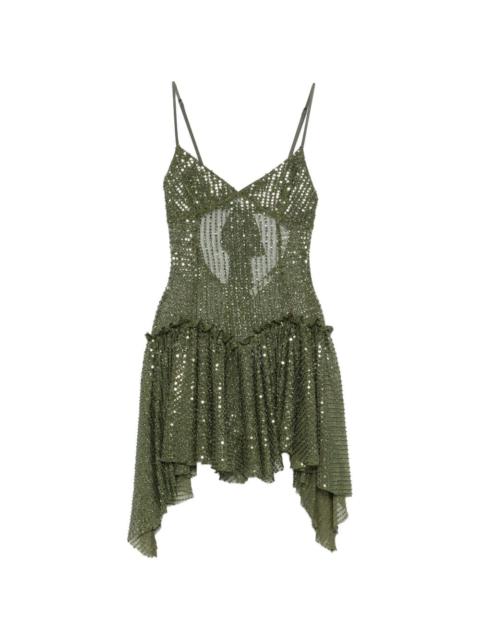 Lustina sequin-detail ruffled mini dress