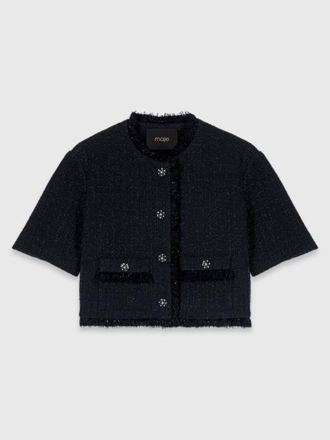 Short shiny tweed jacket