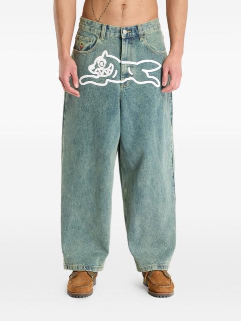 Running Dog button-fastening jeans