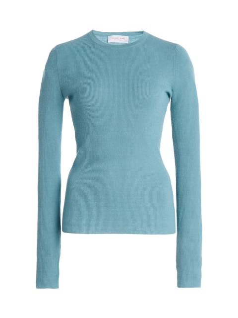 Hutton Ribbed-Knit Top blue
