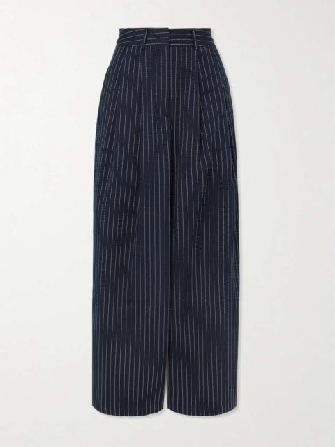 Ripley pleated pinstriped twill wide-leg pants