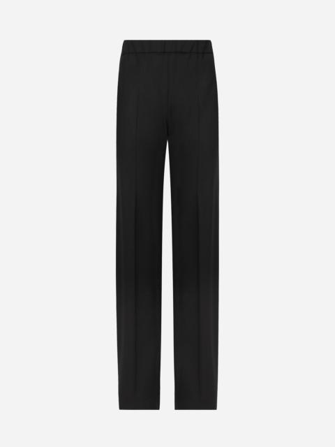 Flared stretch wool twill pants