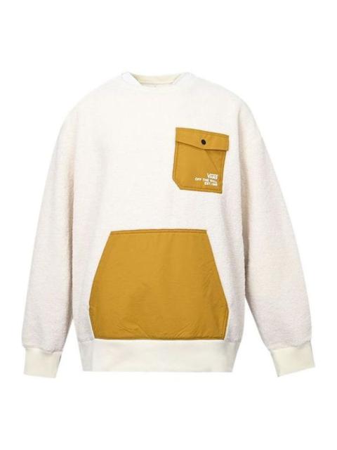 Vans lamb's wool Contrast Color Stitching Round Neck Couple Style Creamy White VN0A5H7M3KS