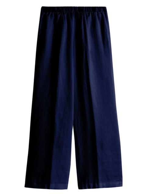 Wide Straight Leg Trousers - Navy