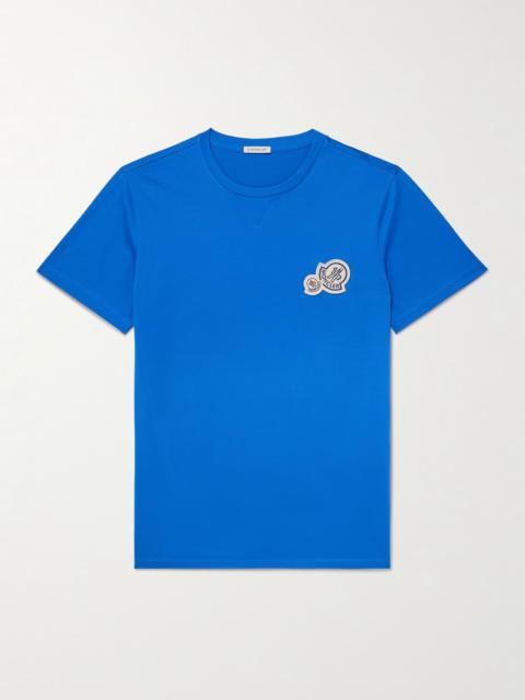 Logo-Appliquéd Cotton-Jersey T-Shirt Blue