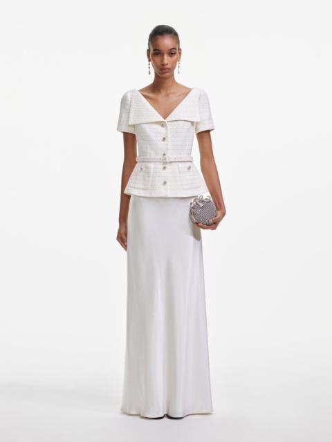 Cream Boucle Tailored Maxi Dress