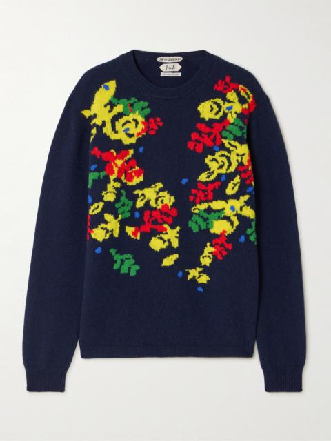 + Pringle Floral Intarsia-knit Cashmere Sweater