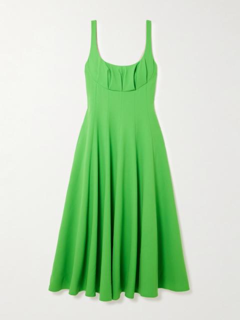 Collins Pleated Paneled Wool-crepe Midi Dress