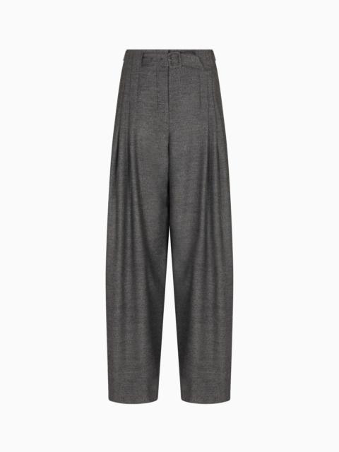 TROUSERS WITH DARTS AND A BELT IN A MOULINÉ FLANNEL