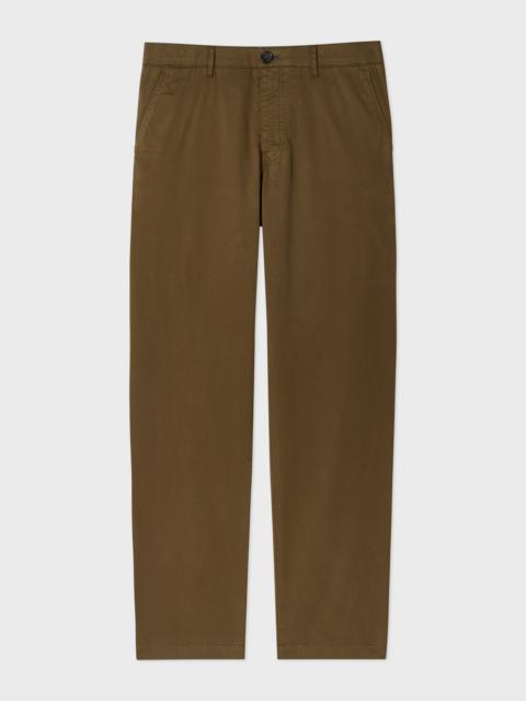 Tapered-Fit Khaki Stretch-Cotton Chinos