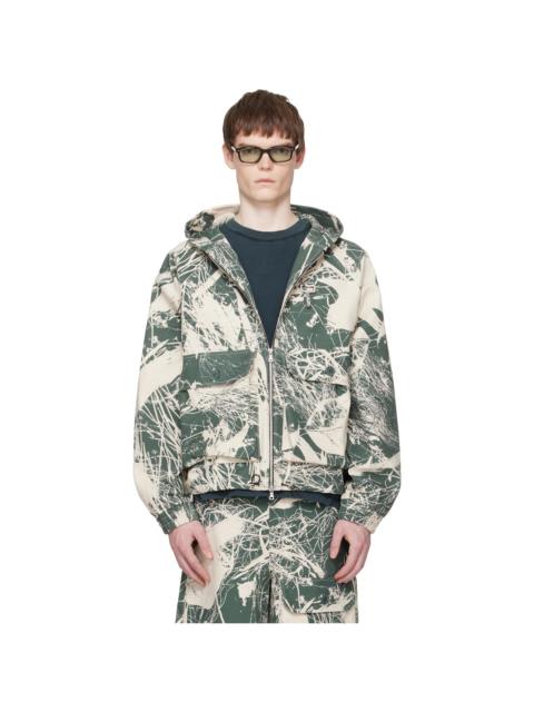 Khaki & Off-White Duck Canvas Hooded Cargo Jacket